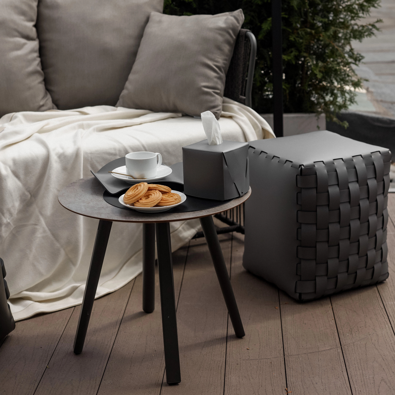 Салфетница BOTTEGA для Kleenex 12x12 серая, кожа – 2