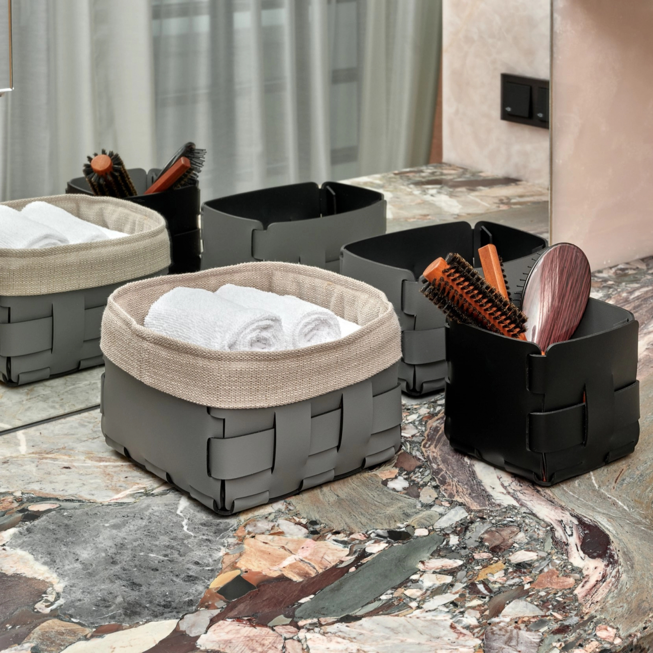 Мешок для корзины 19x19 серый, хлопок – 2