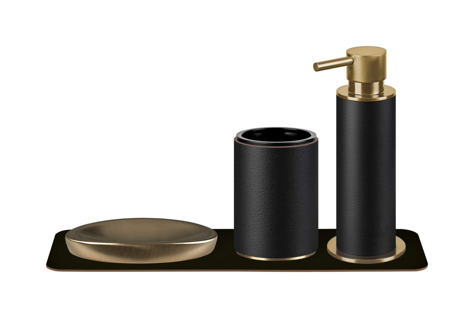 Стакан для зубных щеток чёрный, матовое золото – 2