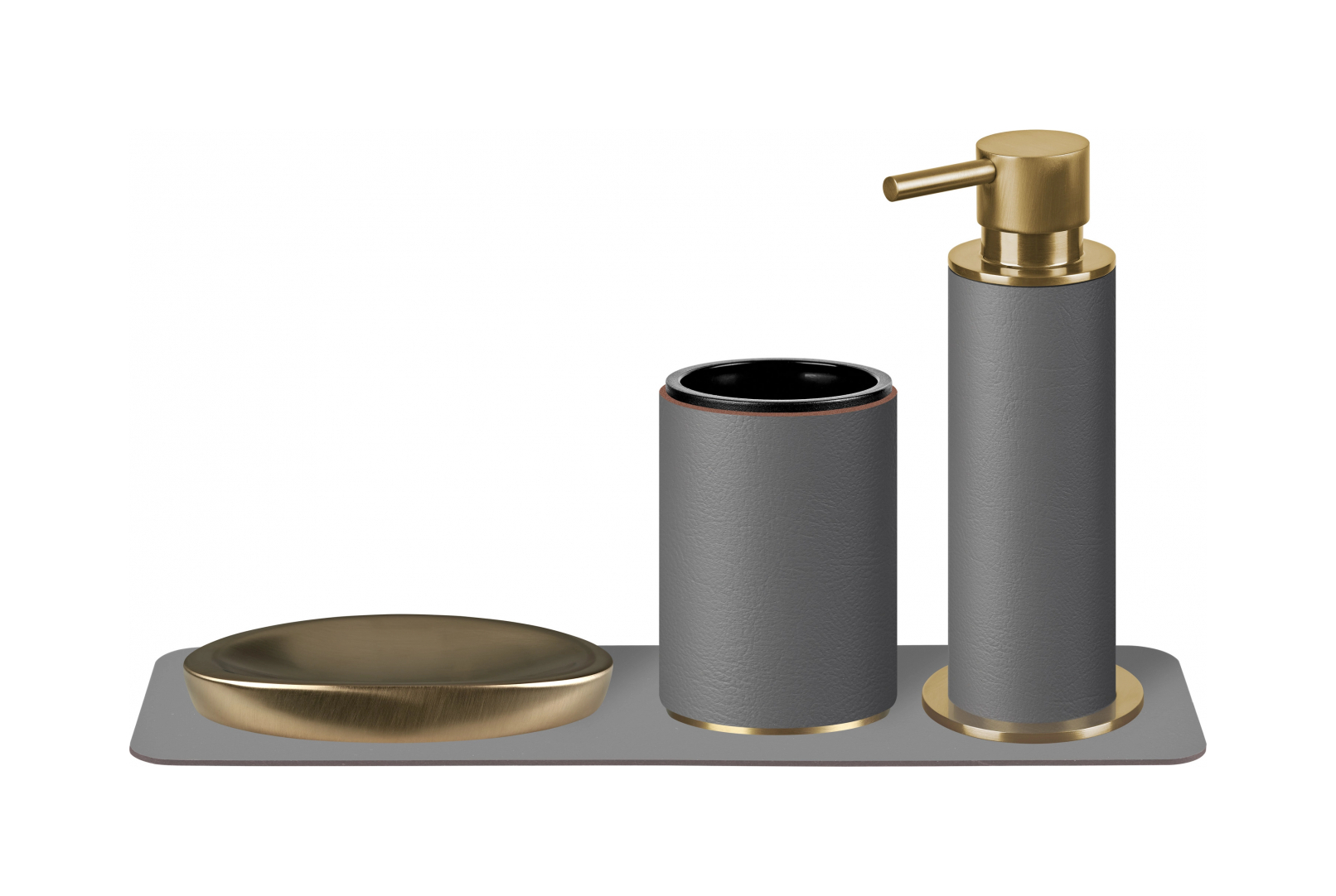 Стакан для зубных щеток серый, матовое золото – 2