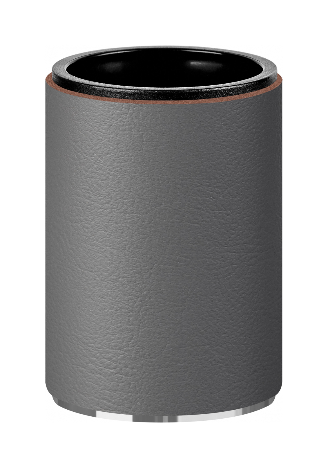 Стакан для зубных щеток кожа серый, хром