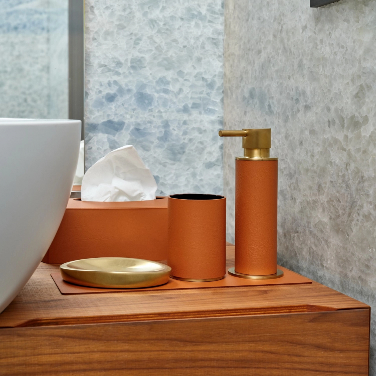 Стакан для зубных щеток коньяк, матовое золото – 2