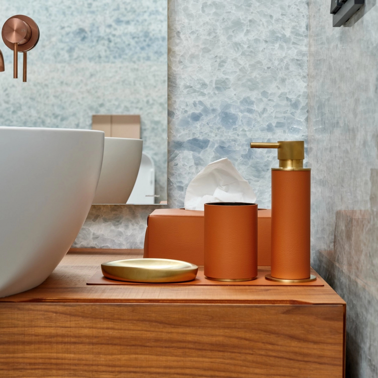 Стакан для зубных щеток коньяк, матовое золото ADJ 4941.09.OM