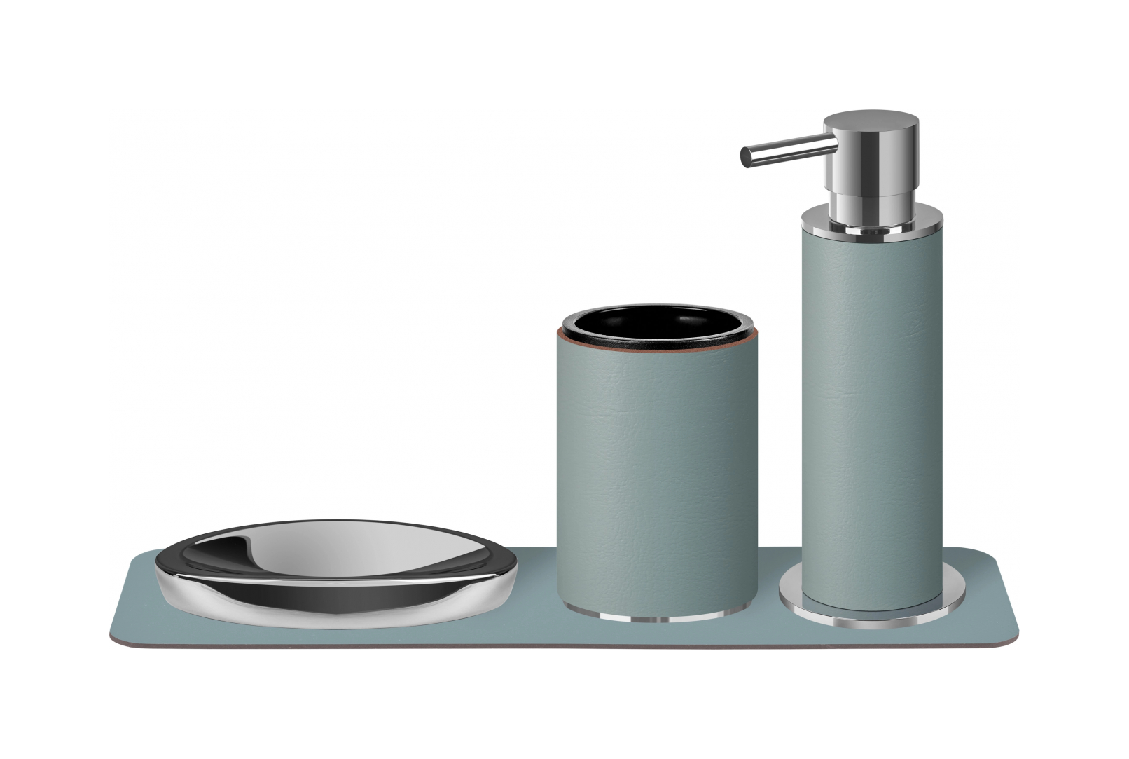 Стакан для зубных щеток небесно-голубой, хром – 2