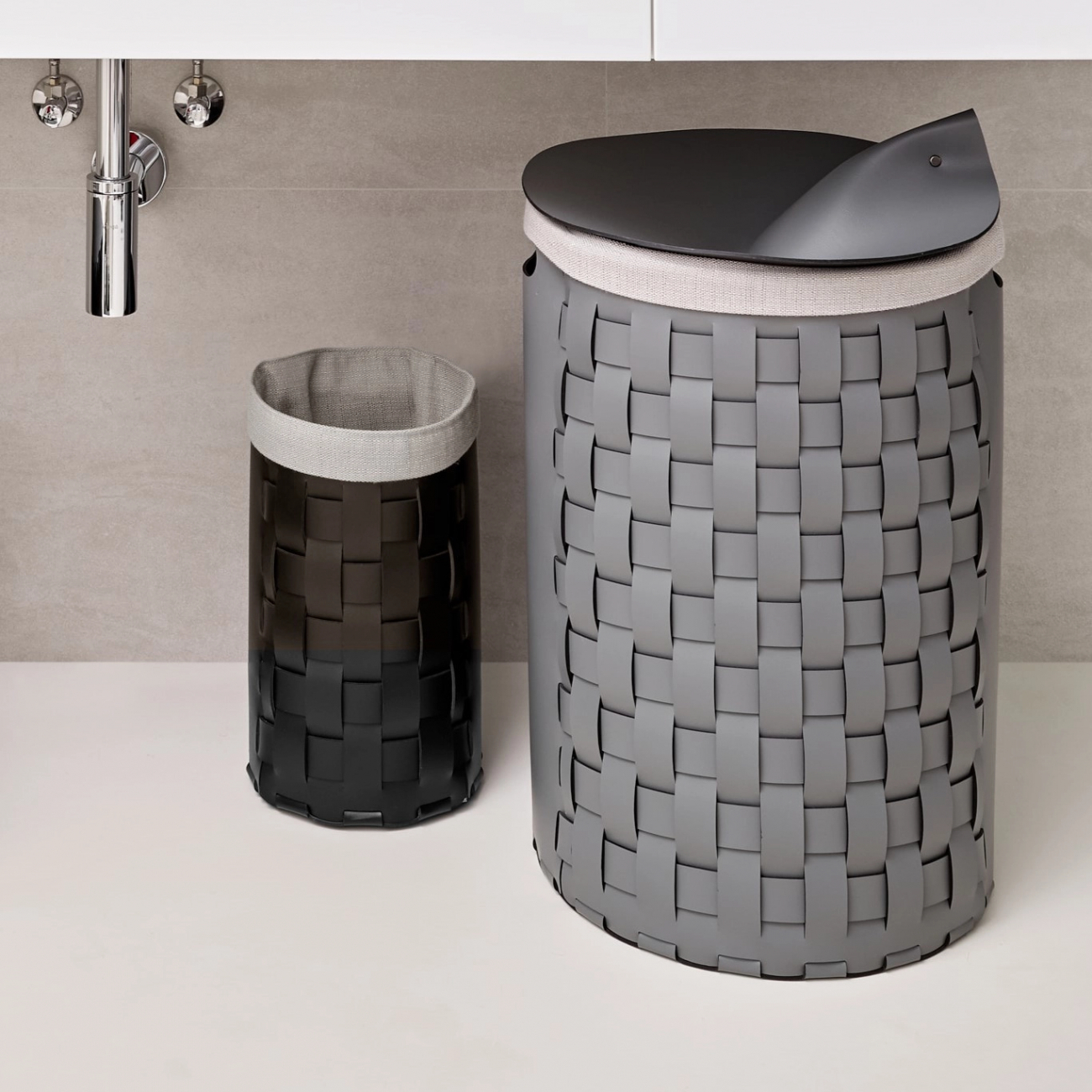 Мешок для корзины 35 см серый, хлопок – 2