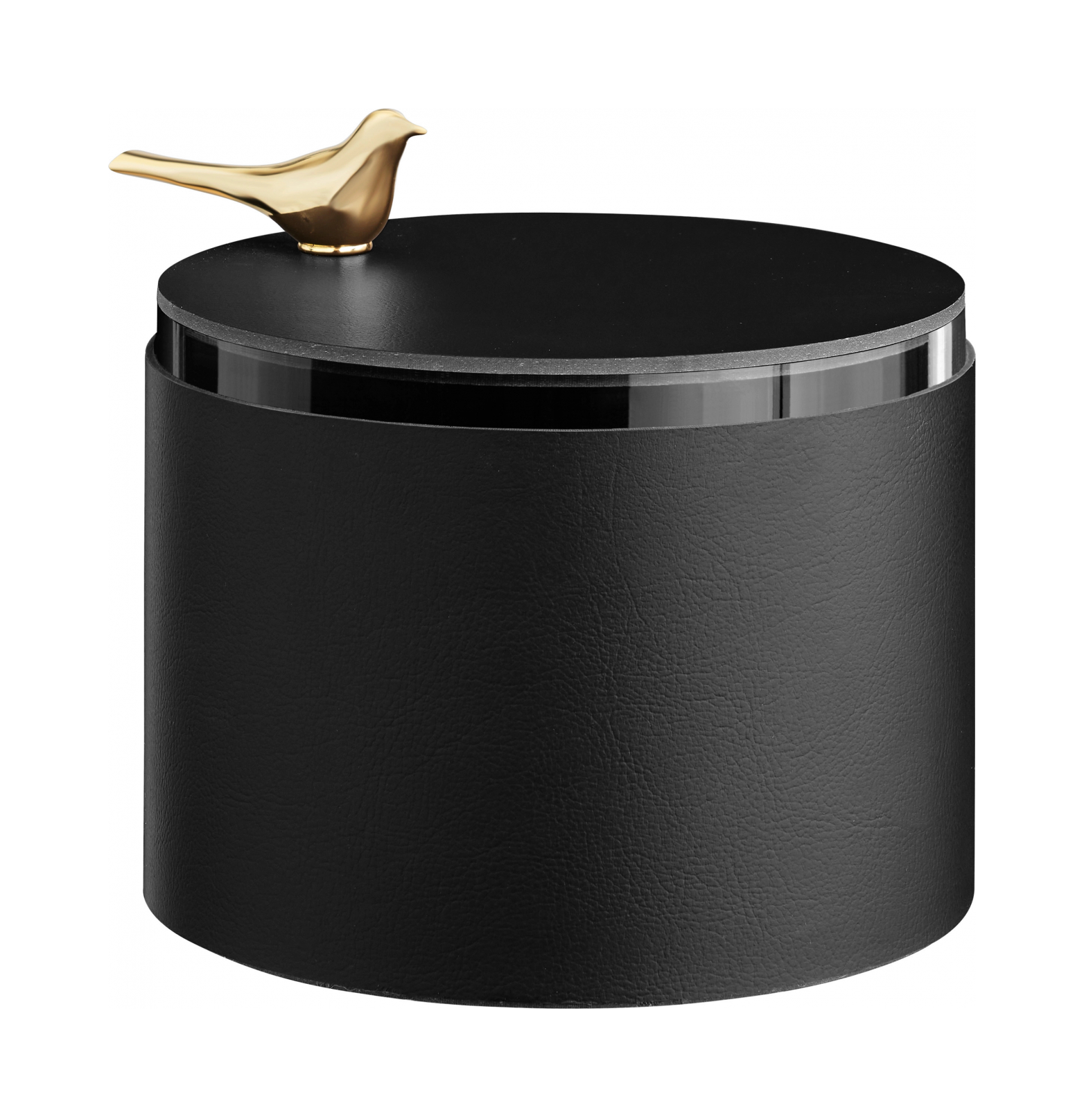Шкатулка BIRD 15 см чёрная, кожа