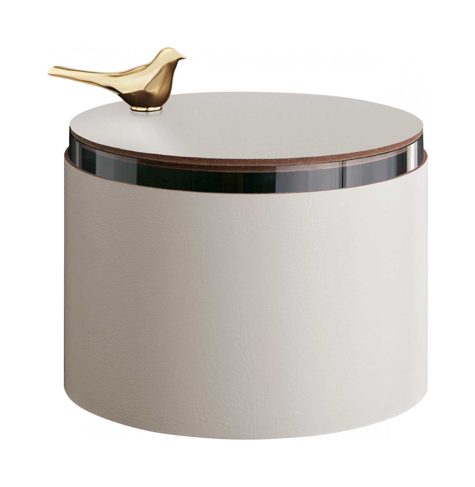 Шкатулка BIRD 15 см устричная, кожа