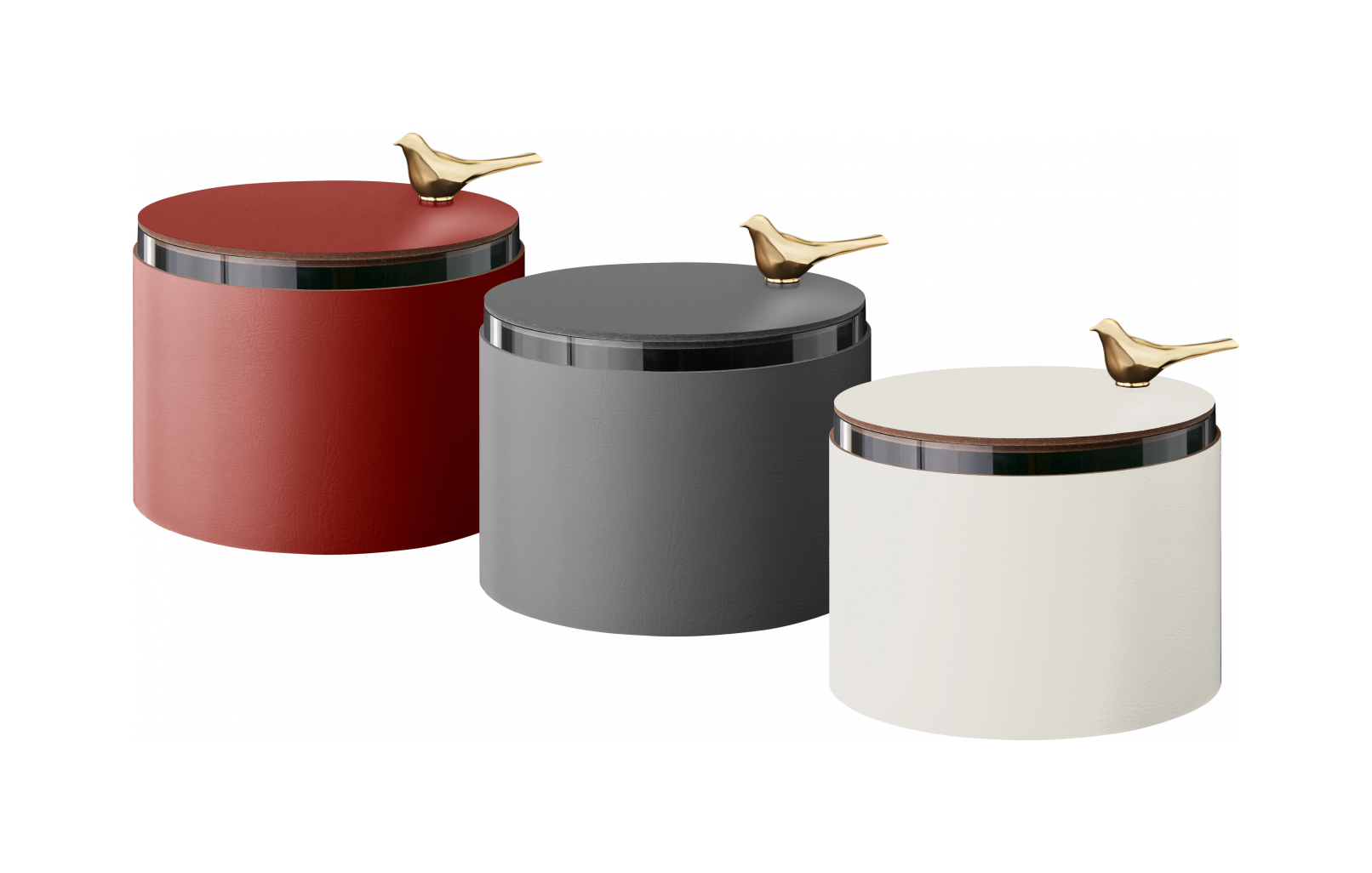 Шкатулка BIRD 15 см серая, кожа – 2