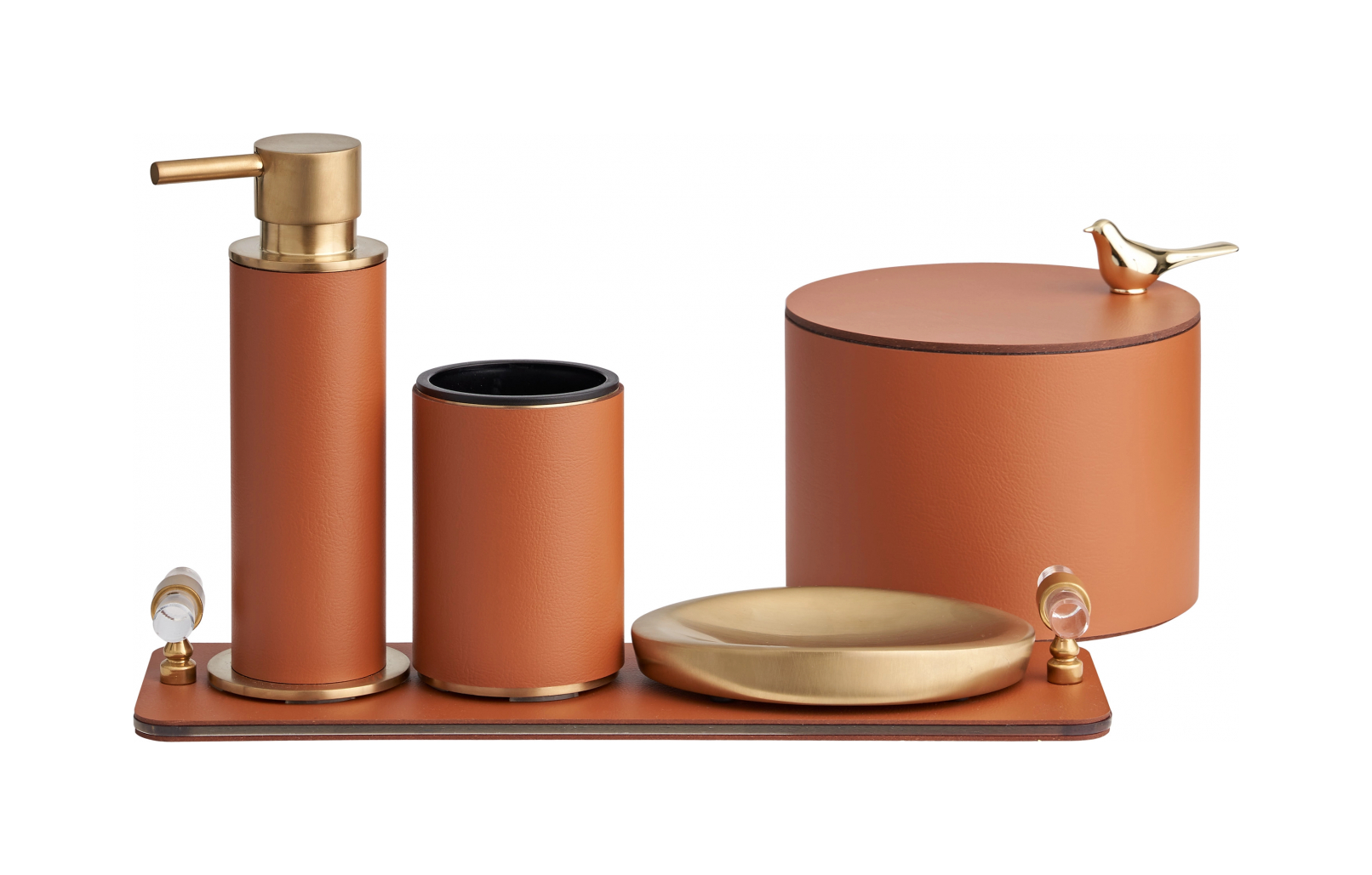 Шкатулка BIRD 15 см коньяк, кожа – 2