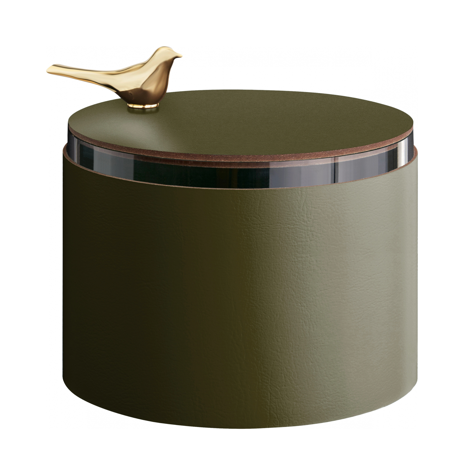 Шкатулка BIRD 15 см олива, кожа