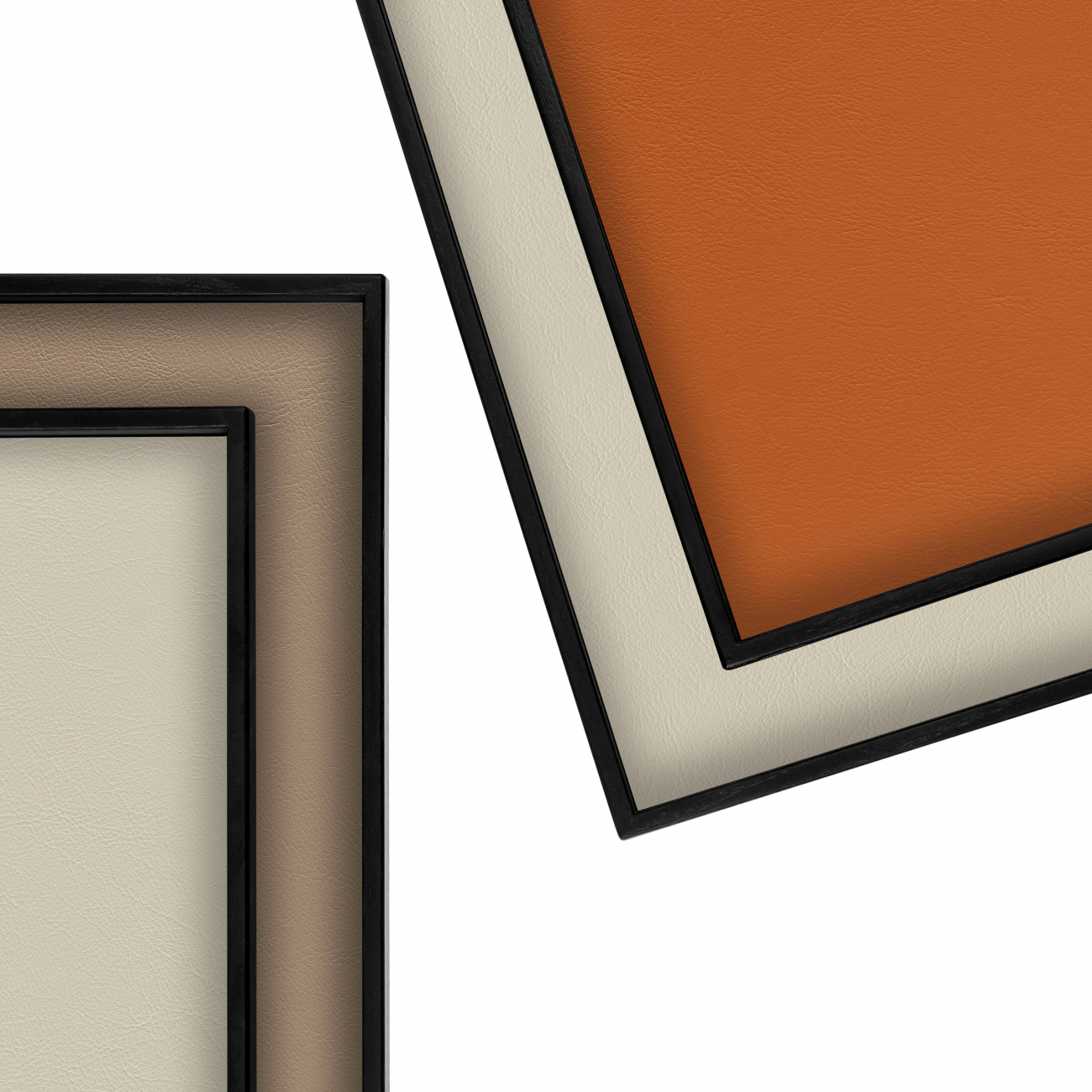 Поднос MONDO 40x40 коньяк, кожа, древесная паста – 2