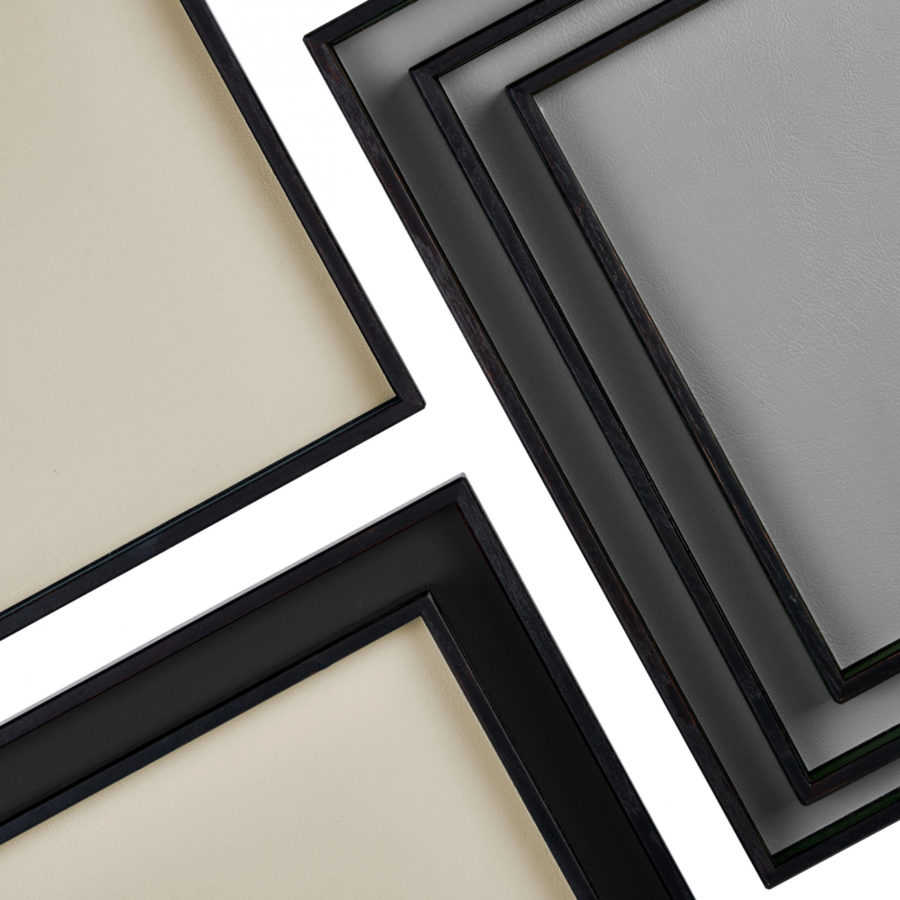 Поднос MONDO 40x40 панна кота, кожа, древесная паста ADJ 0065.16.W