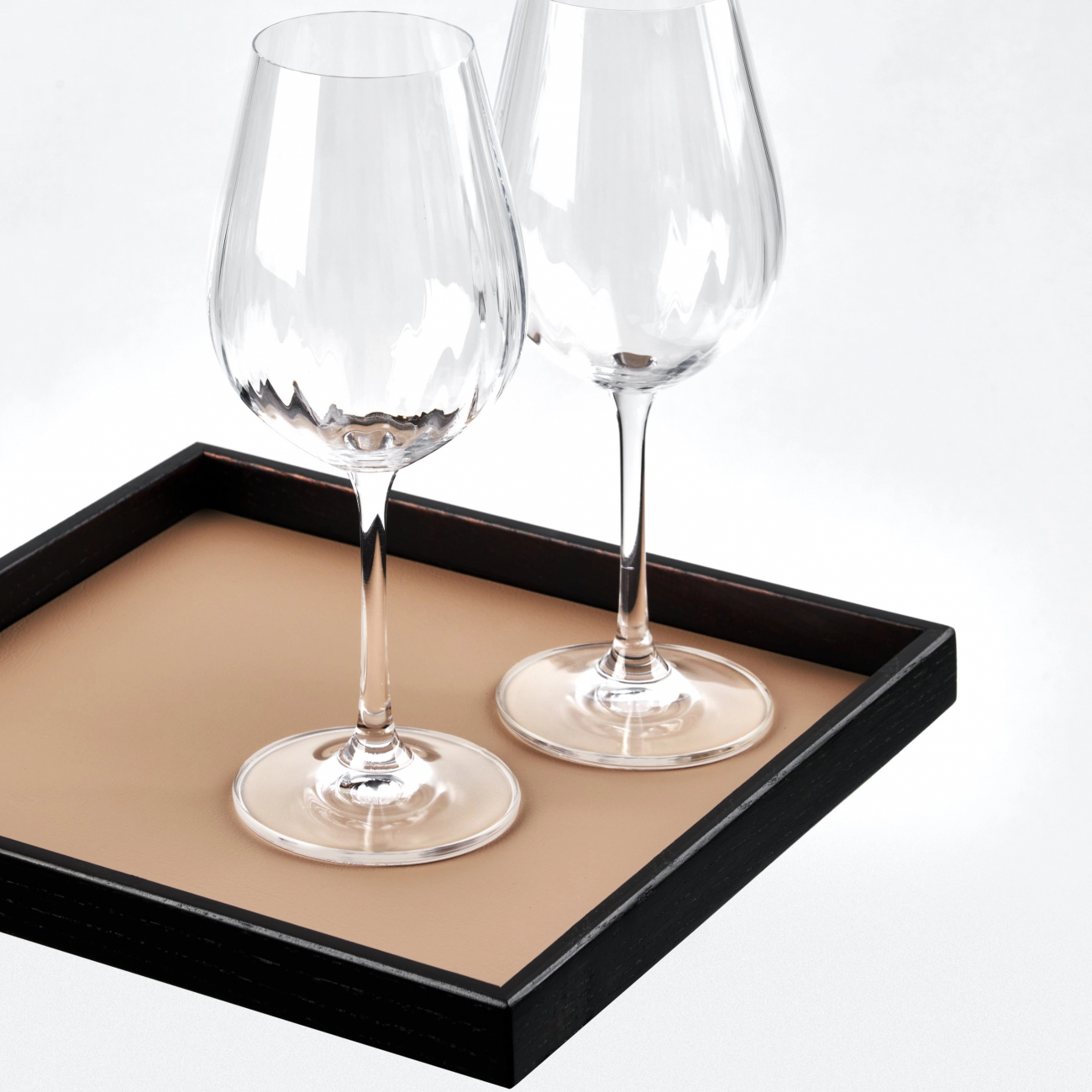 Поднос MONDO 25x25 капучино, кожа, древесная паста ADJ 0062.04.W