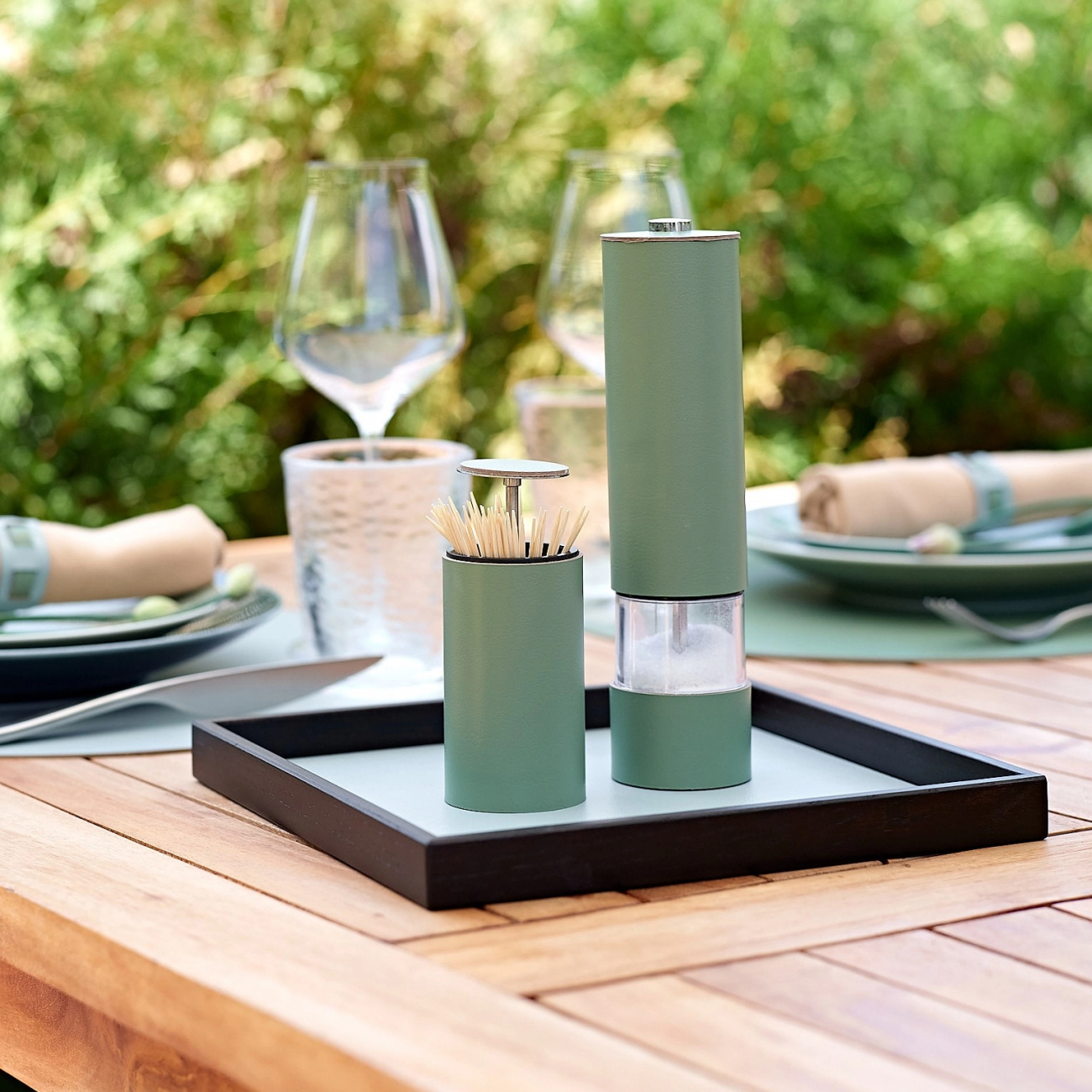 Поднос MONDO 35x35 небесно-голубой, кожа, древесная паста – 2