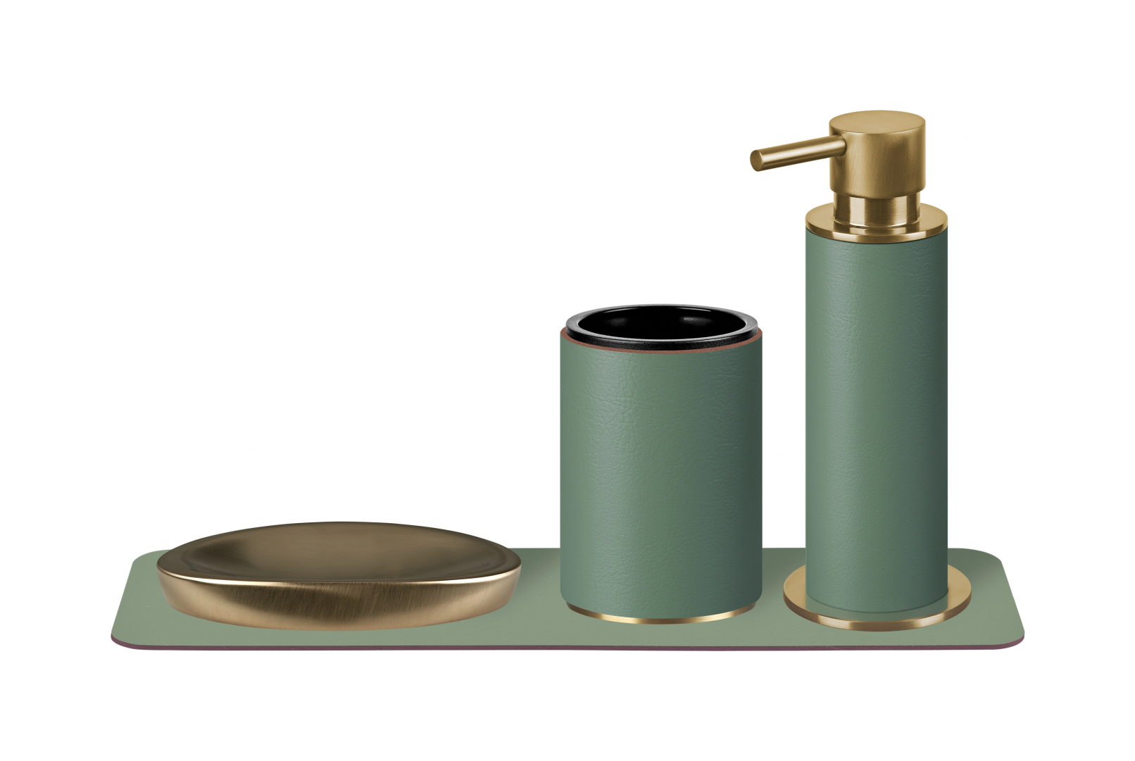 Диспенсер для мыла кожа эвкалипт, матовое золото – 2