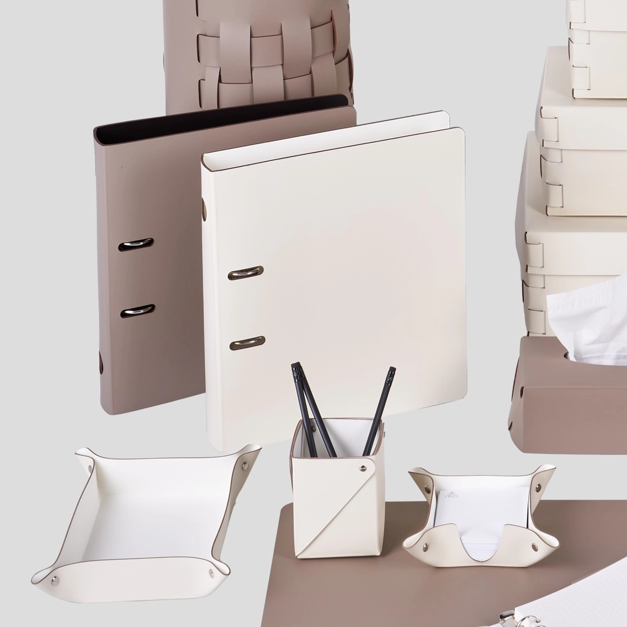 Папка для файлов 32x29 белая, кожа – 2