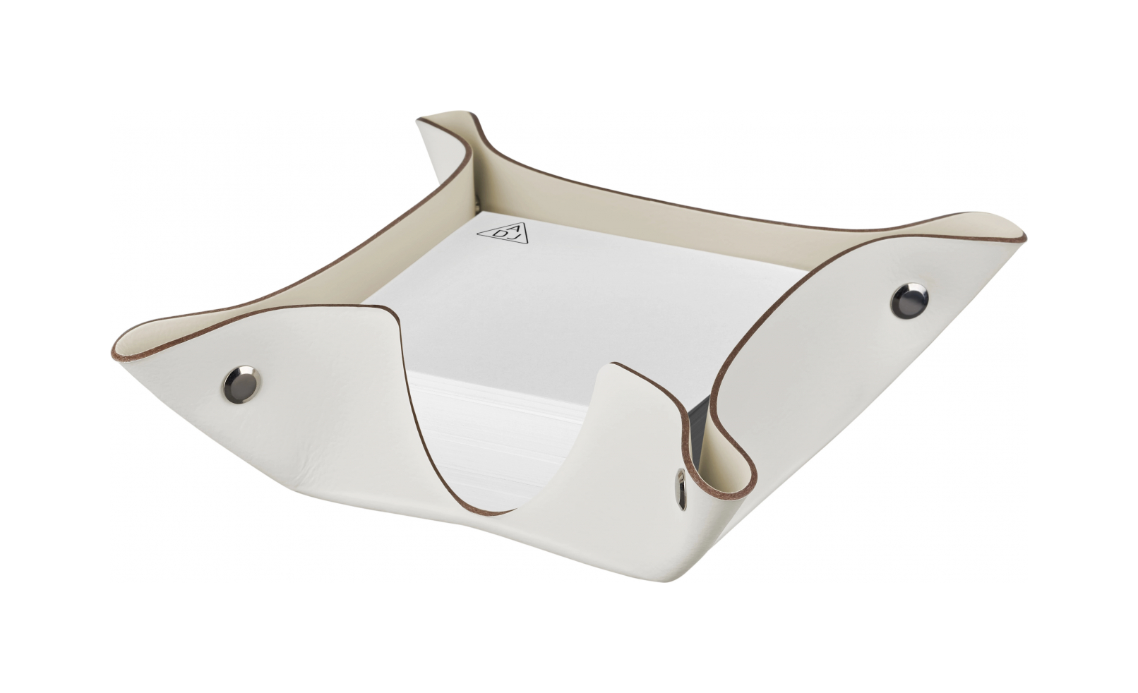 Подставка для бумажных блоков 10x10 белая, кожа – 2