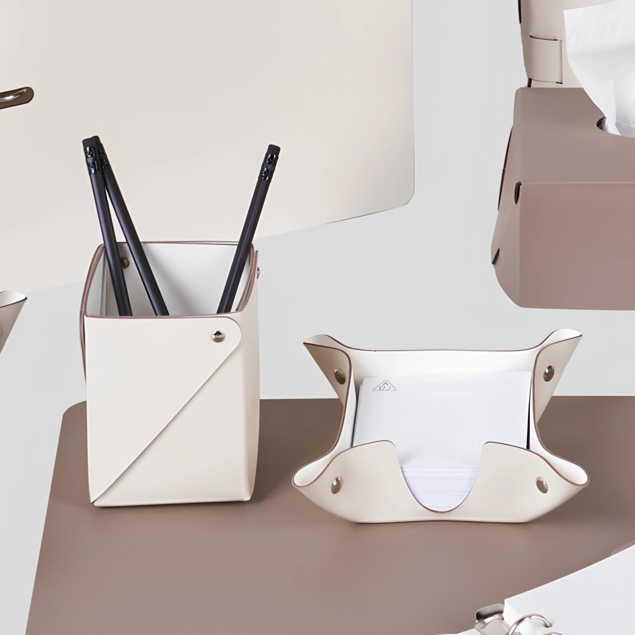 Подставка для бумажных блоков 10x10 панна кота, кожа – 2