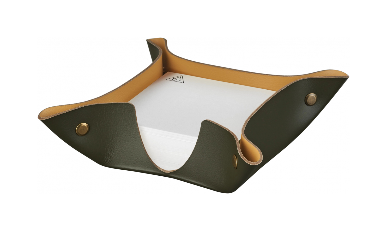 Подставка для бумажных блоков 10x10 олива, кожа – 2