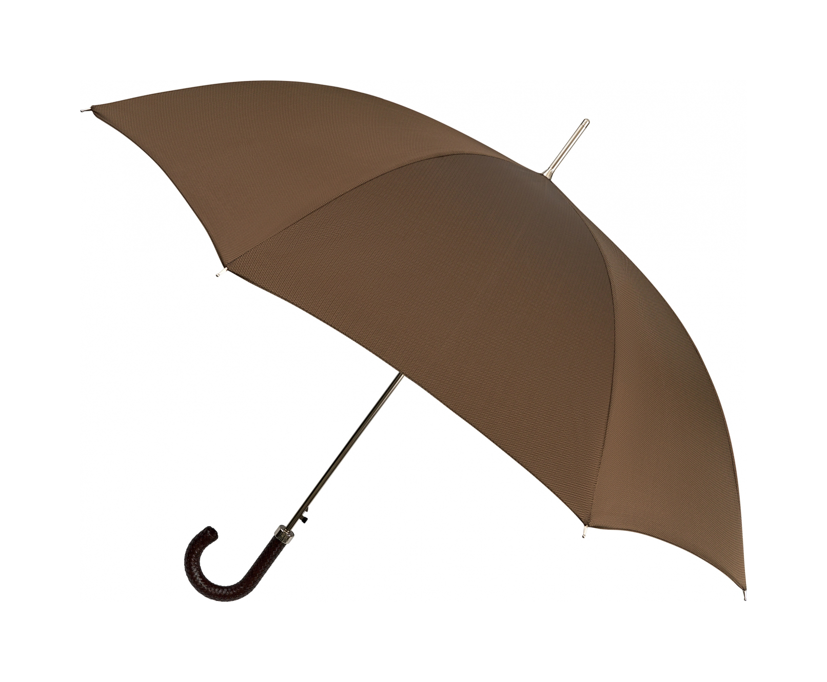 Зонт-трость мужской с кожаной плетеной ручкой