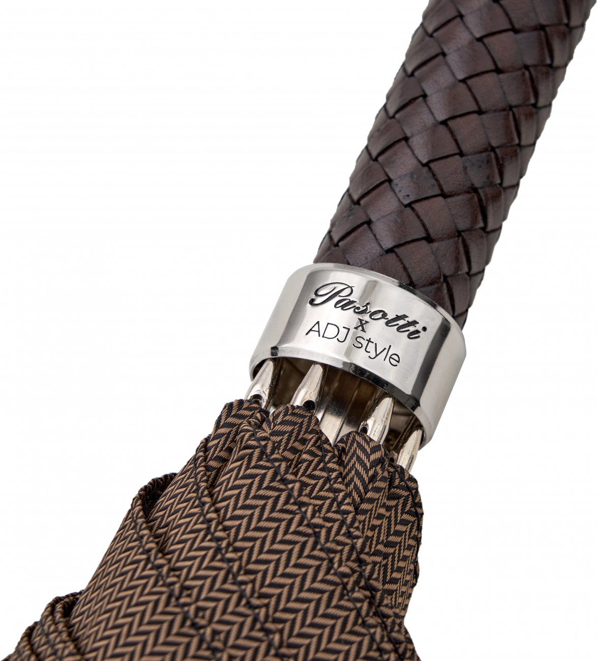 Зонт-трость мужской с кожаной плетеной ручкой ADJ MINICHEVRON/5