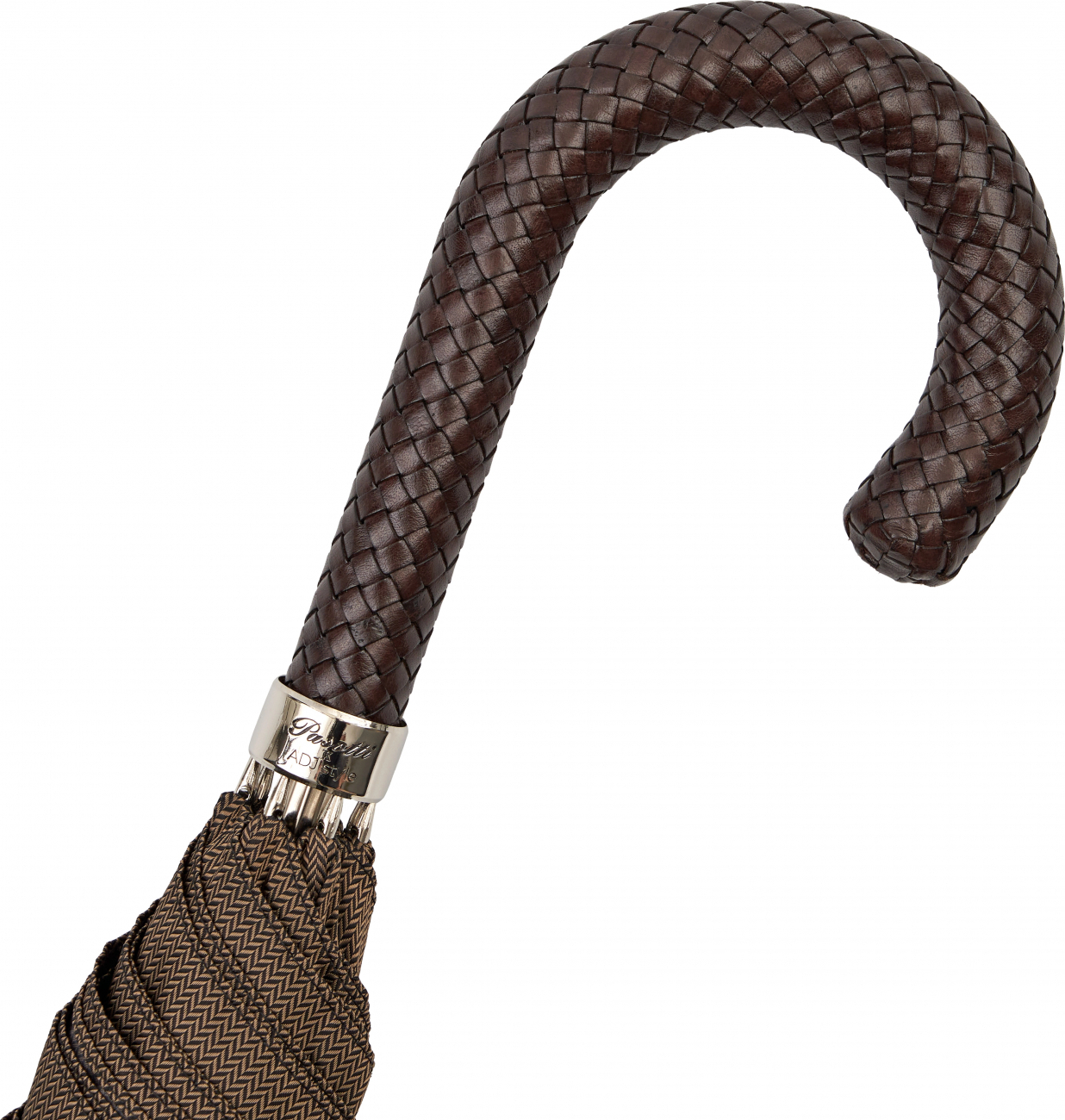 Зонт-трость мужской с кожаной плетеной ручкой ADJ MINICHEVRON/5