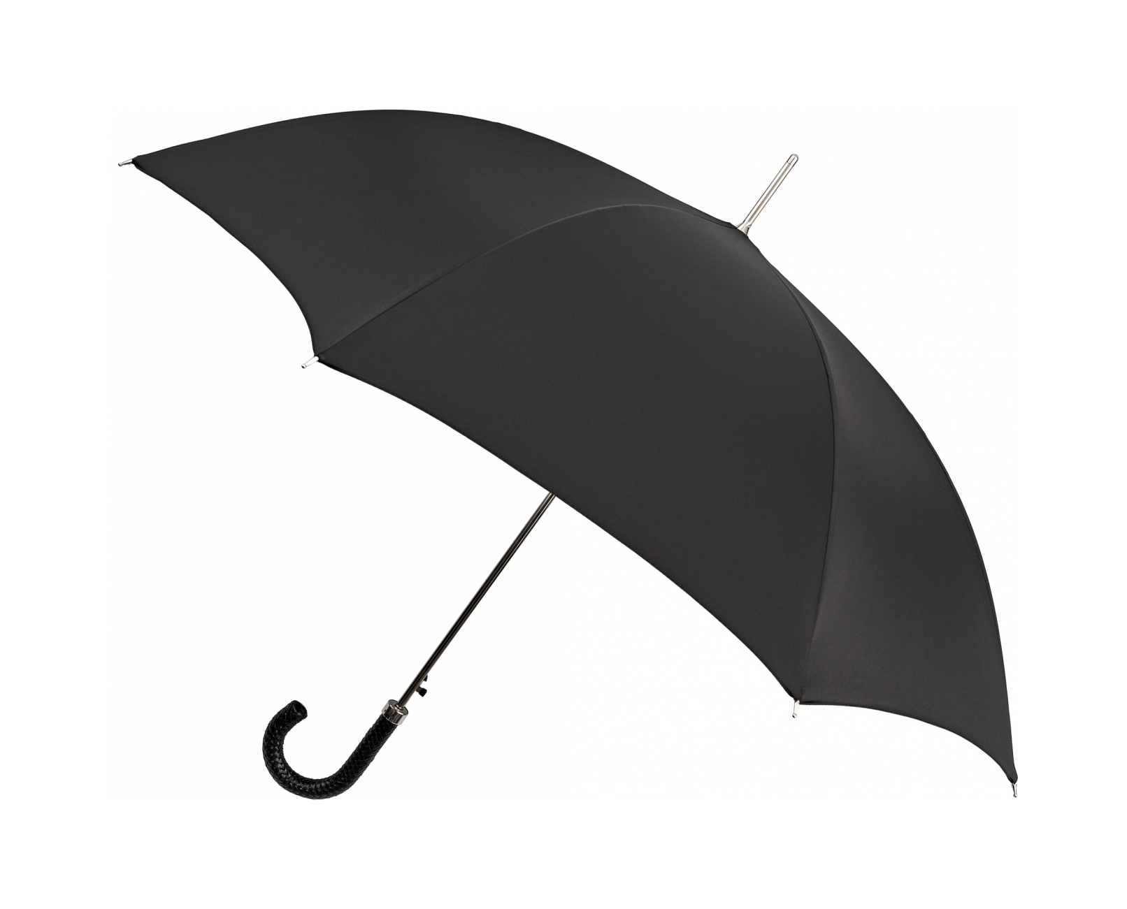 Зонт-трость мужской с кожаной плетеной ручкой