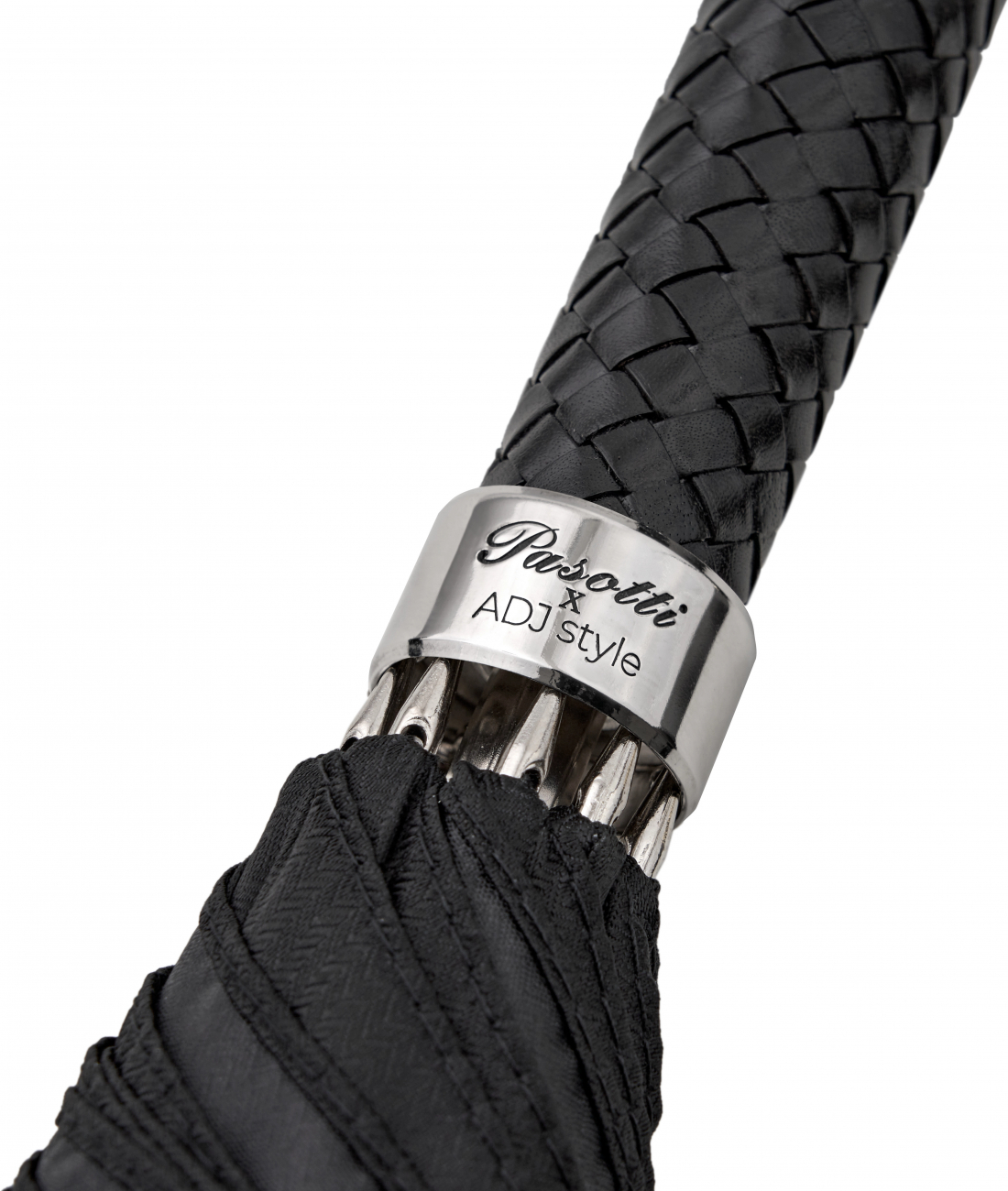 Зонт-трость мужской с кожаной плетеной ручкой ADJ MINICHEVRON/1