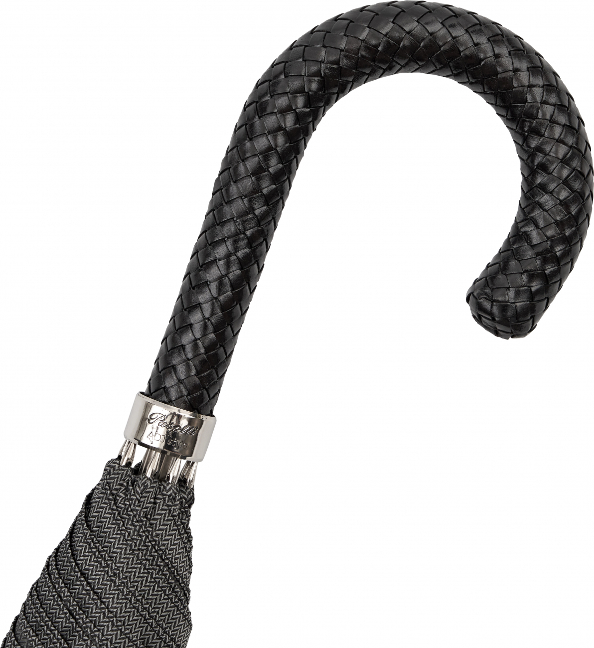 Зонт-трость мужской с кожаной плетеной ручкой ADJ MINICHEVRON/1