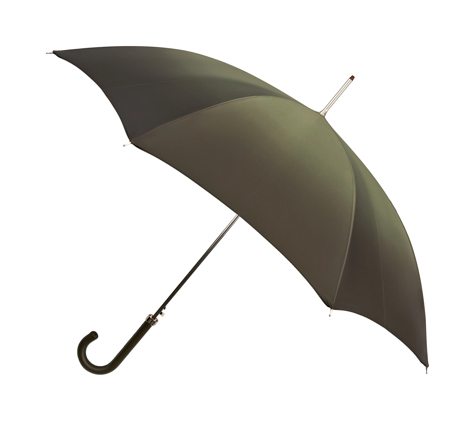 Зонт-трость женский с кожаной гладкой ручкой