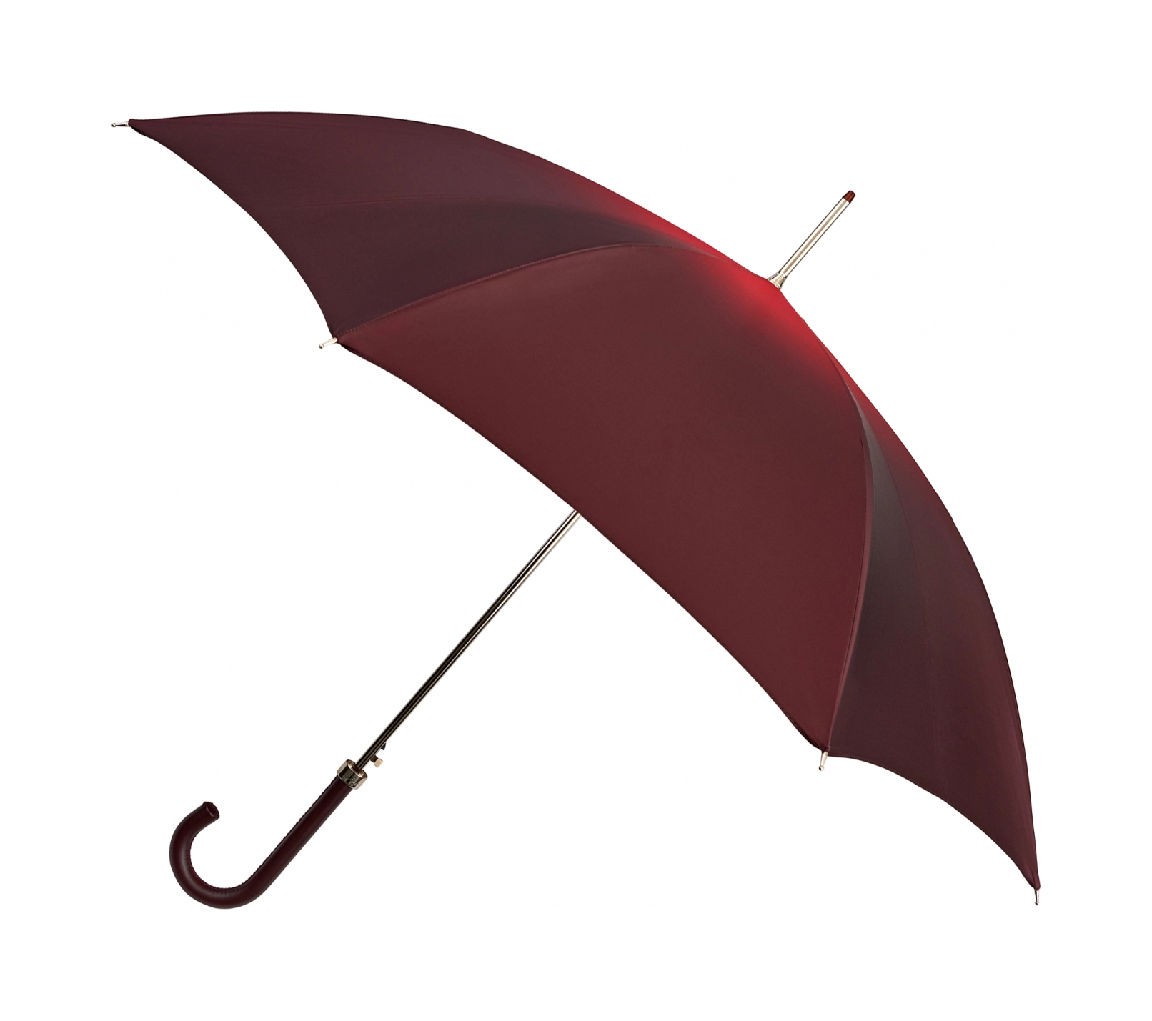 Зонт-трость женский с кожаной гладкой ручкой