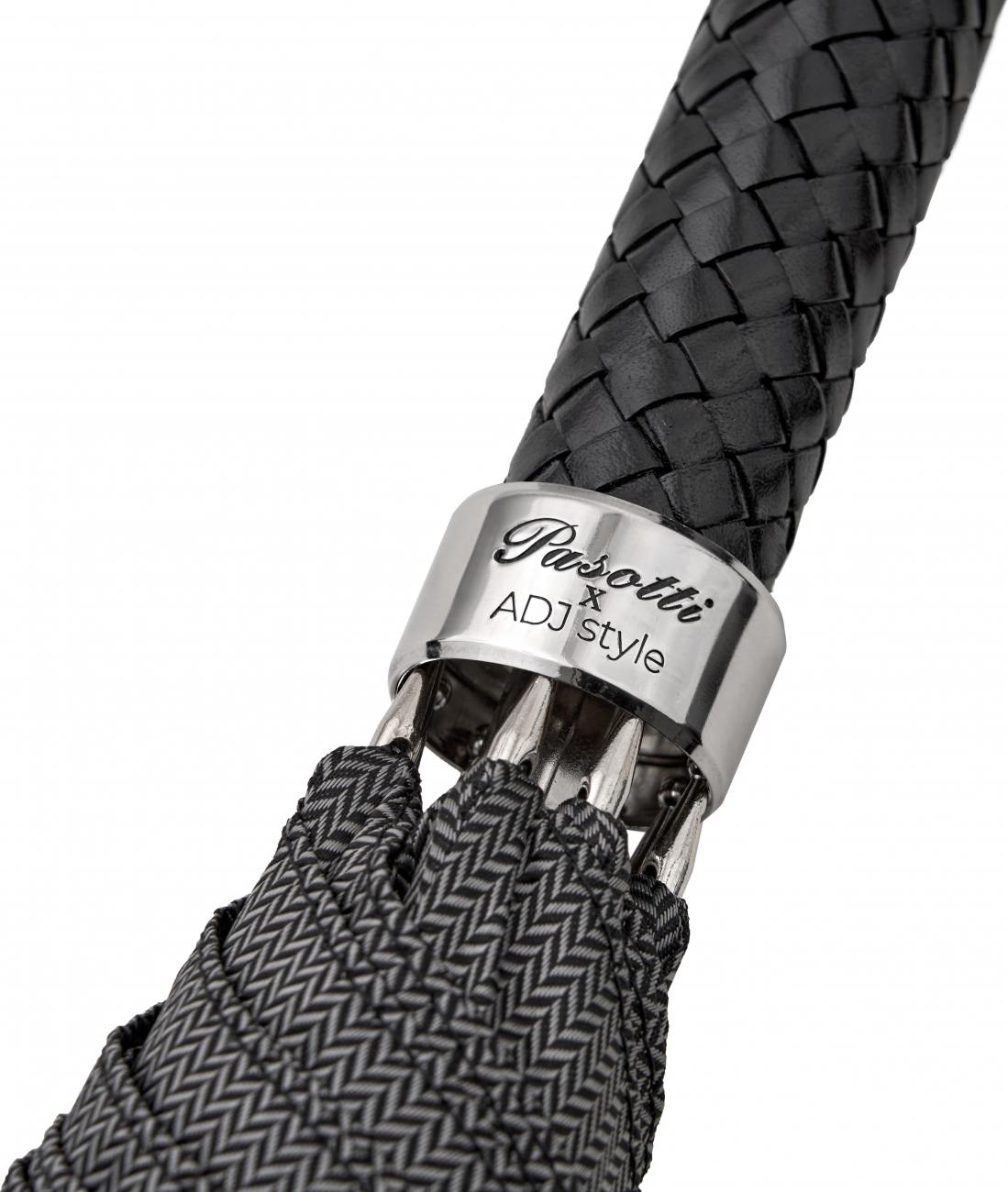 Зонт-трость мужской с кожаной плетеной ручкой ADJ MINICHEVRON/9