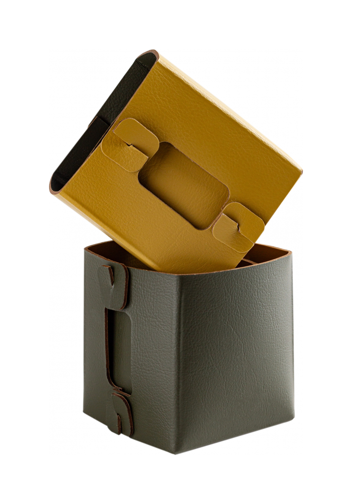 Коробочка MIU V1 7х7 олива, кожа – 2