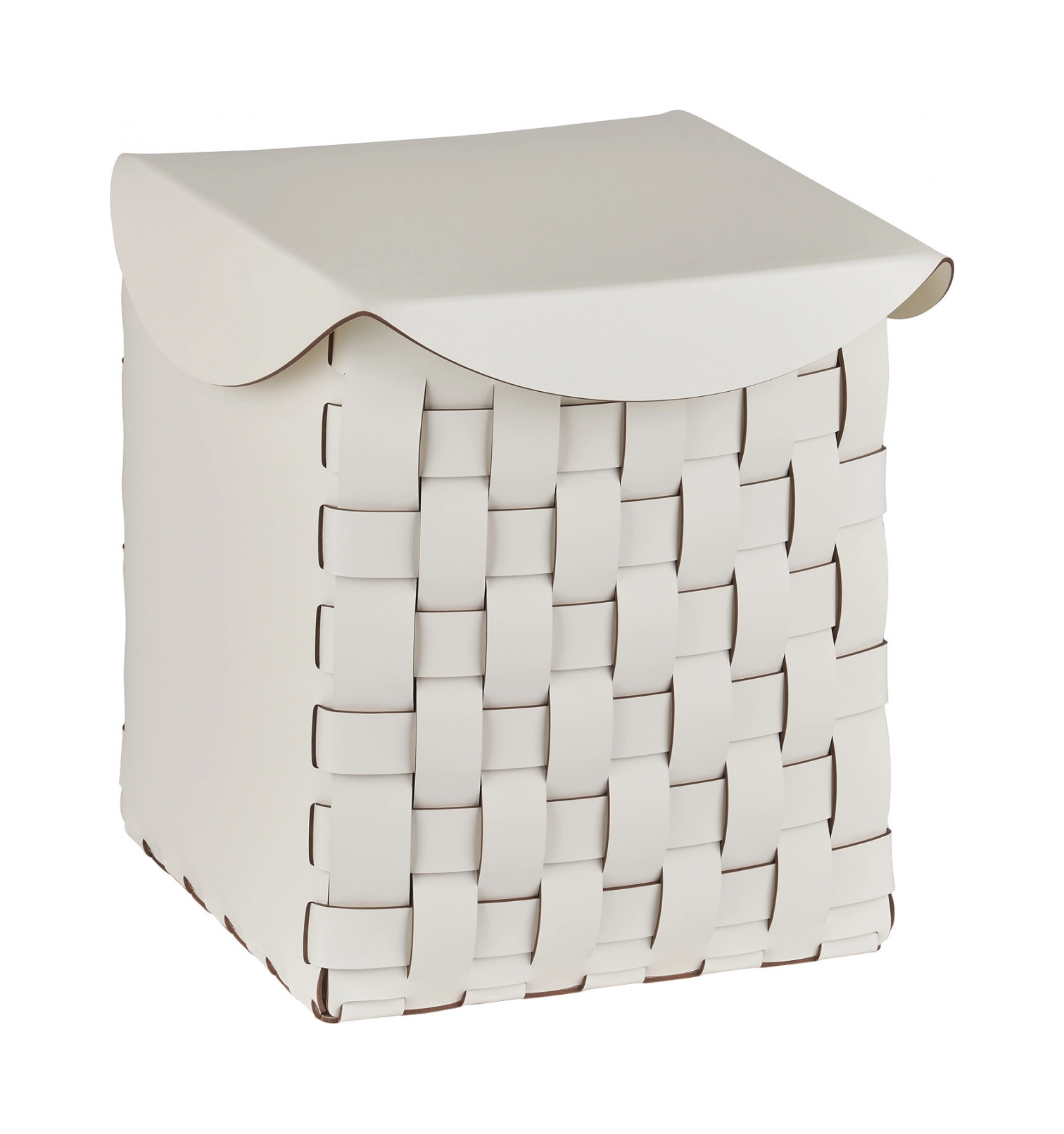 Корзина с крышкой BOTTEGA 35х35 белая, кожа ADJ 1147.10.TS30