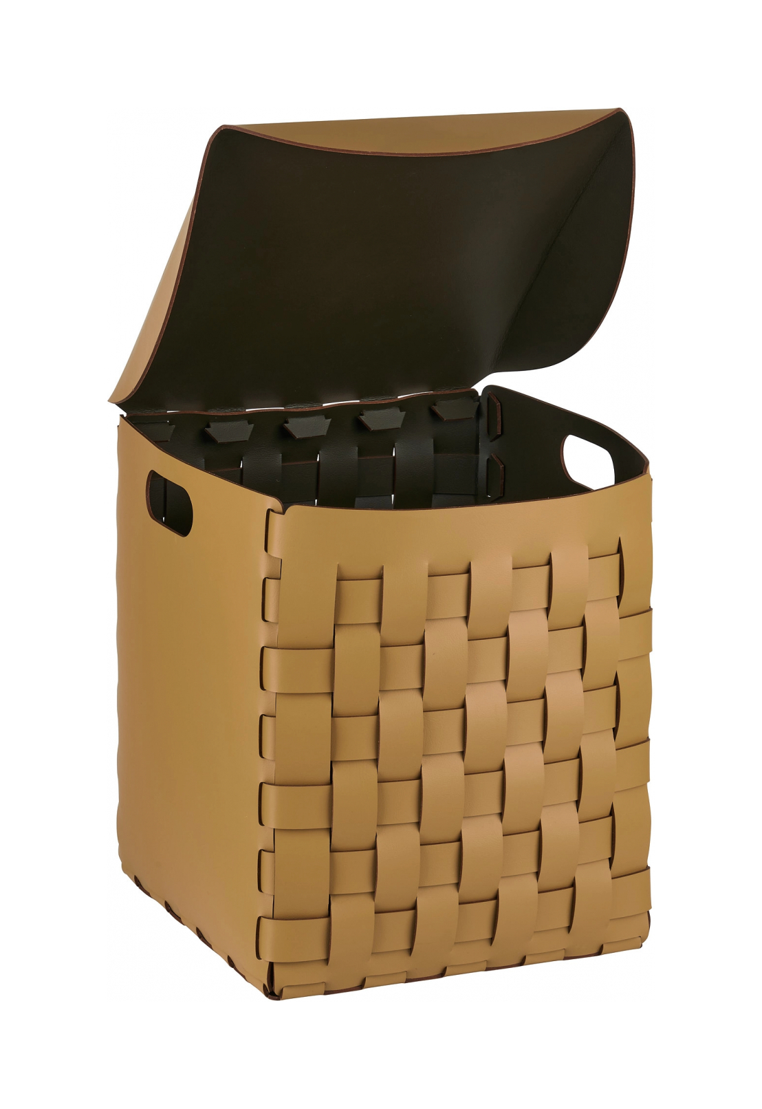 Корзина с крышкой BOTTEGA 35х35 горчица, кожа ADJ 1147.40.TS30