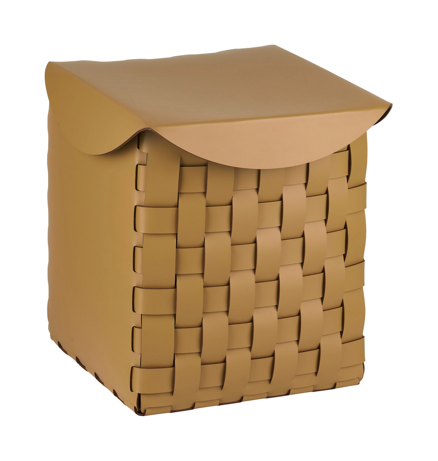 Корзина с крышкой BOTTEGA 35х35 горчица, кожа ADJ 1147.40.TS30