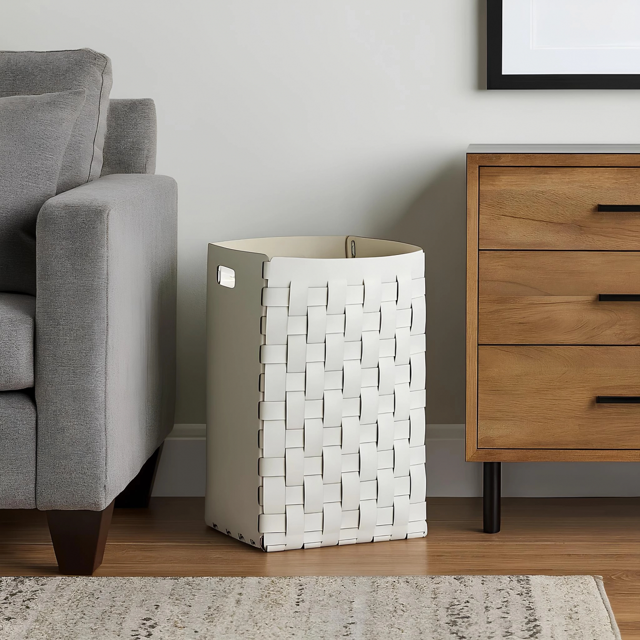 Корзина BOTTEGA 57 см белая, кожа ADJ 3557.10.TS30