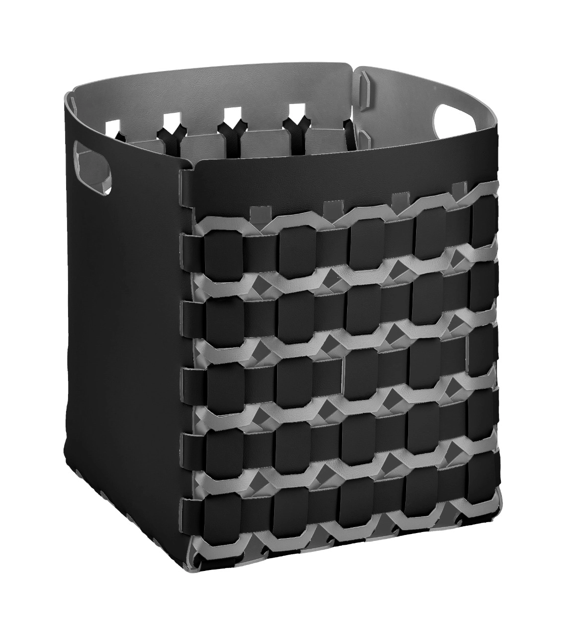 Корзина ADJ GEOMETRIA 35x35 восьмиугольное плетение, чёрная, кожа