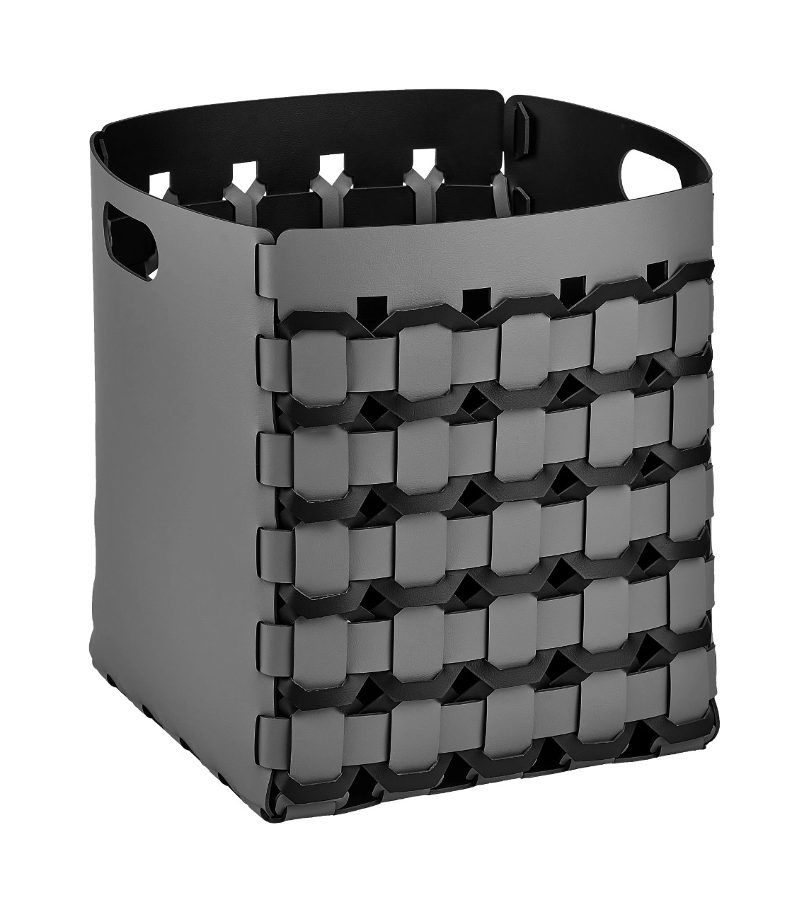 Корзина ADJ GEOMETRIA 35x35 восьмиугольное плетение, серая, кожа