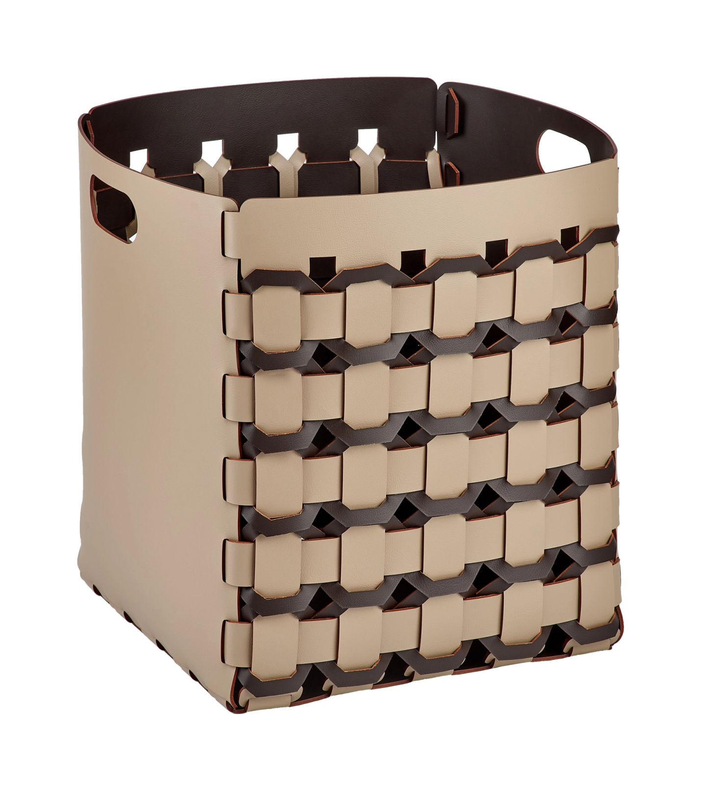 Корзина ADJ GEOMETRIA 35x35 восьмиугольное плетение, капучино, кожа