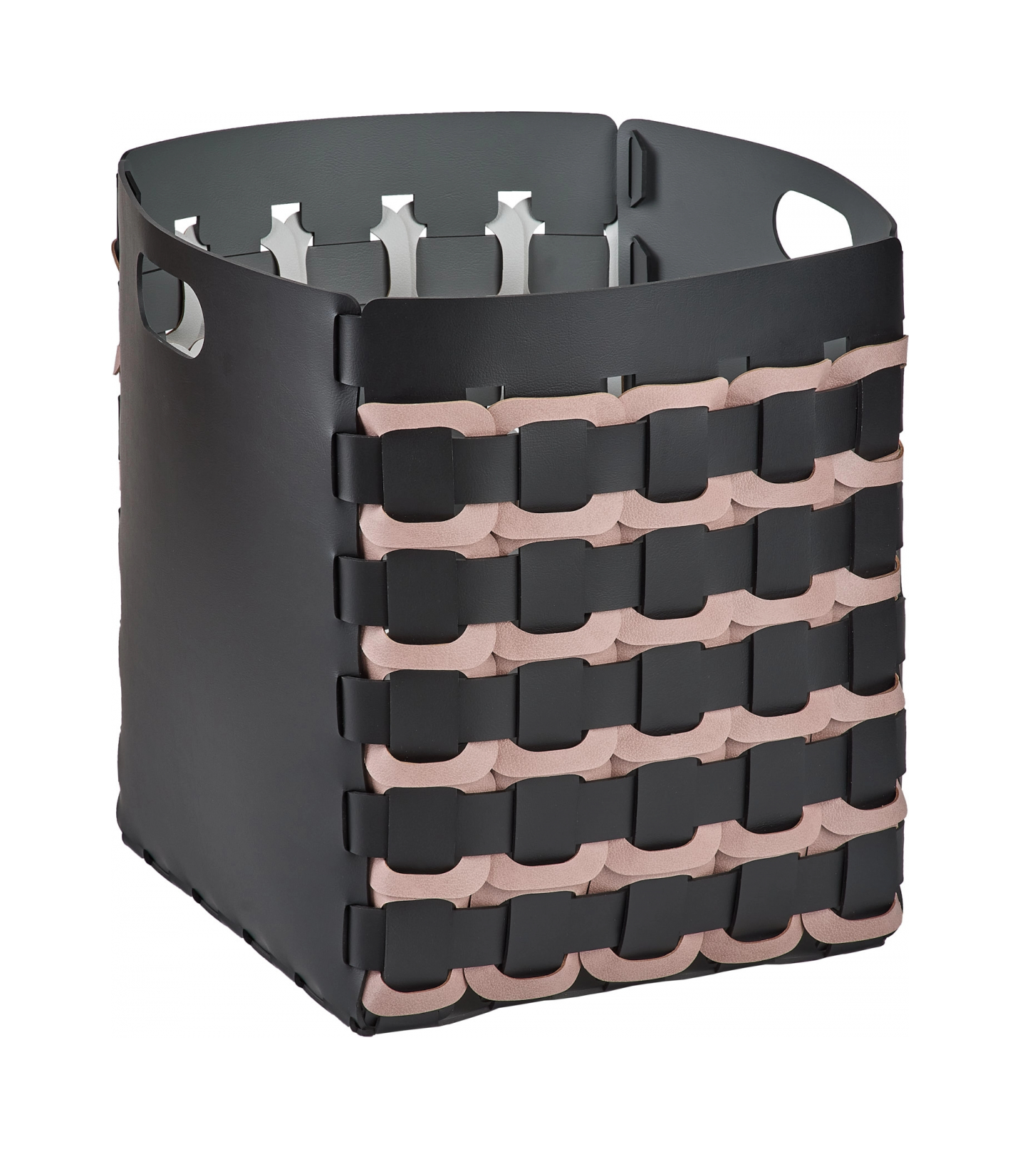 Корзина GEOMETRIA 35x35 квадратное плетение, чёрная, кожа