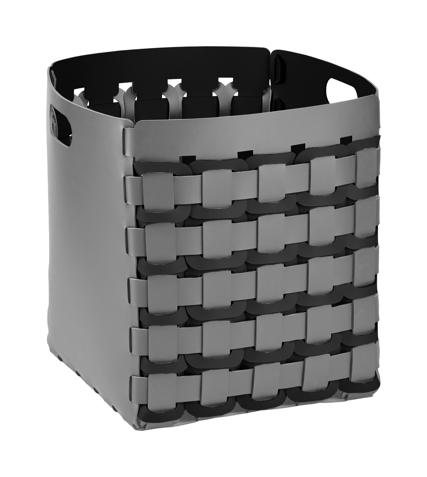 Корзина GEOMETRIA 35x35 квадратное плетение, серая, кожа