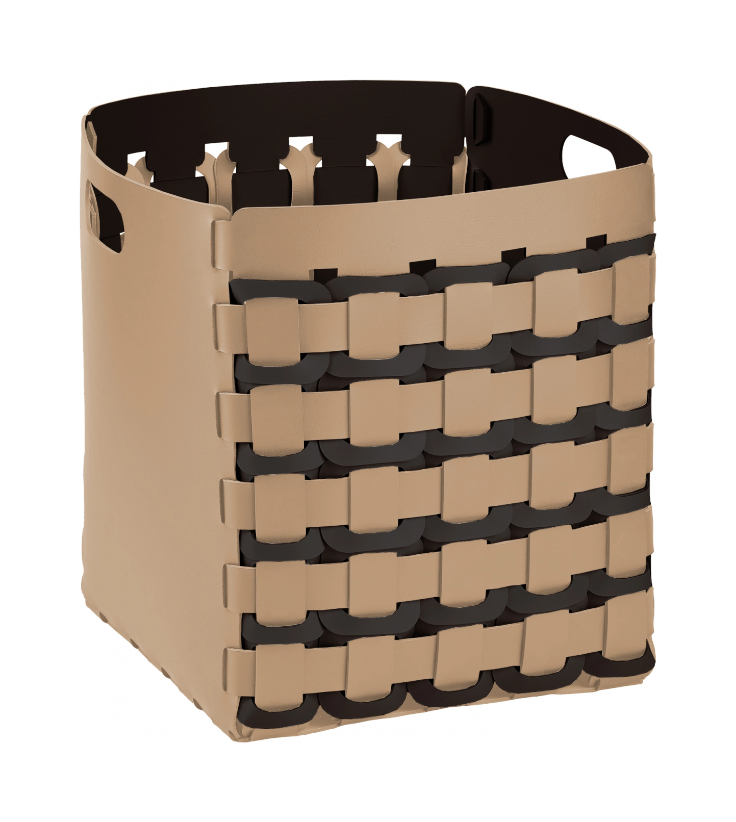 Корзина GEOMETRIA 35x35 квадратное плетение, капучино, кожа