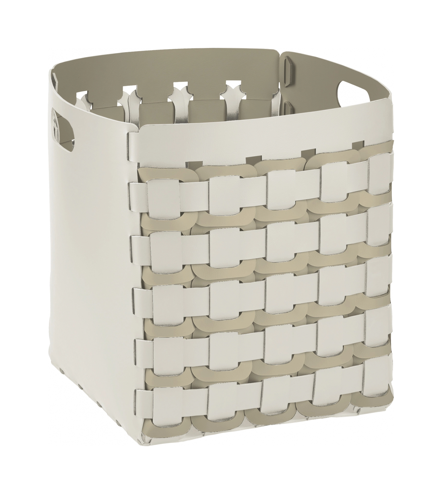 Корзина GEOMETRIA 35x35 квадратное плетение, белая, кожа