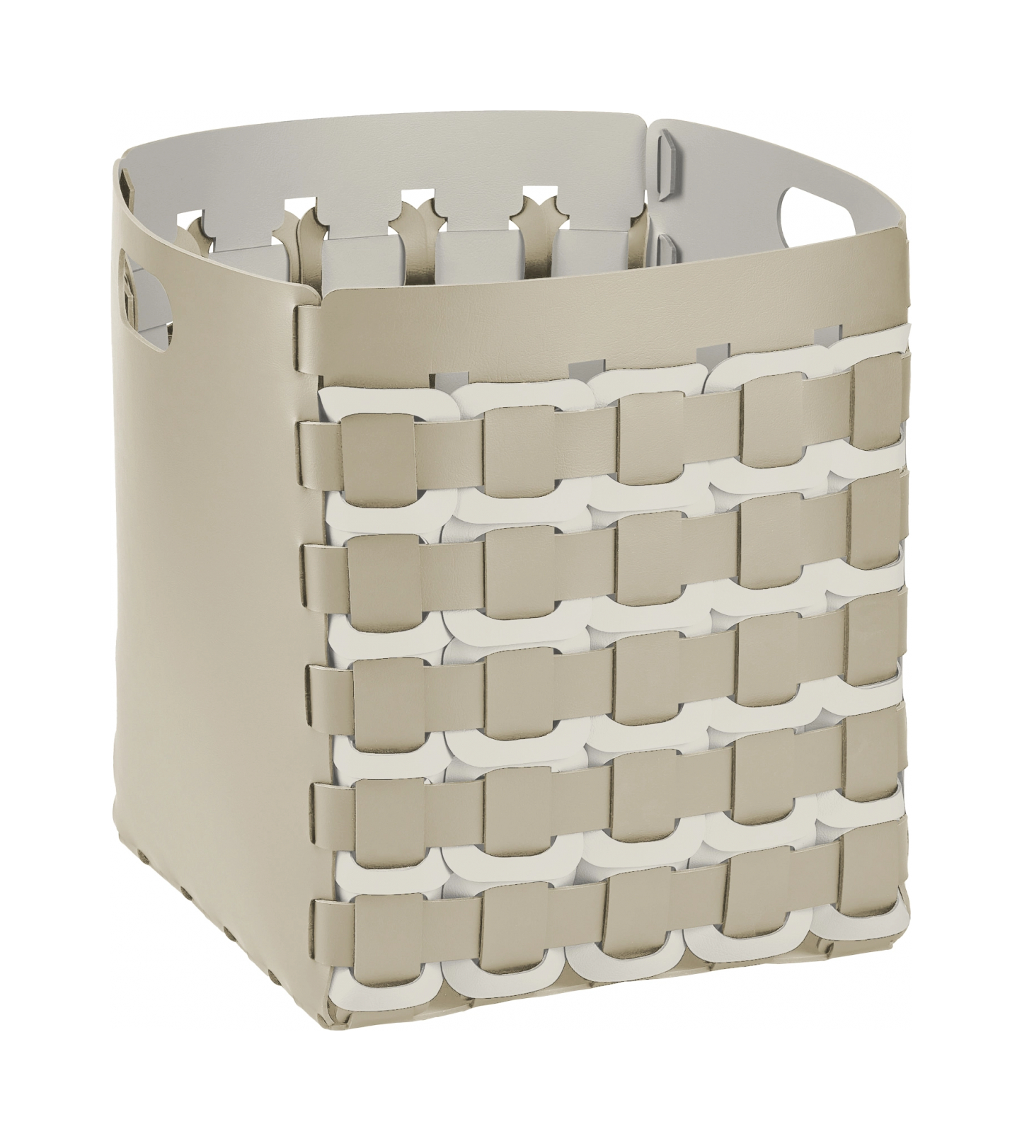 Корзина GEOMETRIA 35x35 квадратное плетение, панна кота, кожа