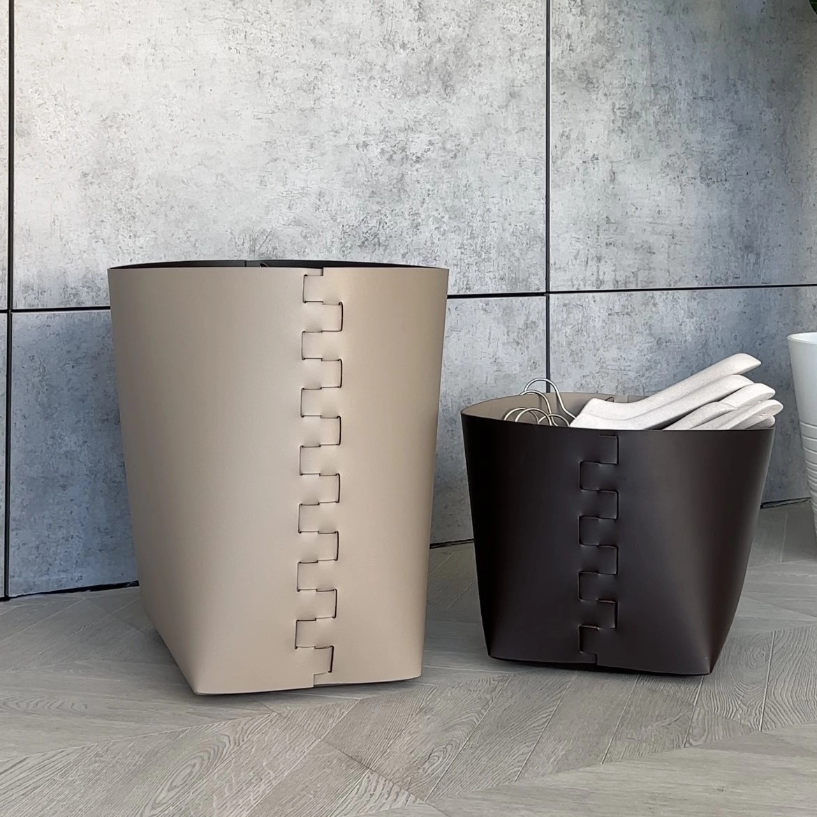 Корзина HELENA прямоугольная 35х30 см капучино, кожа – 2