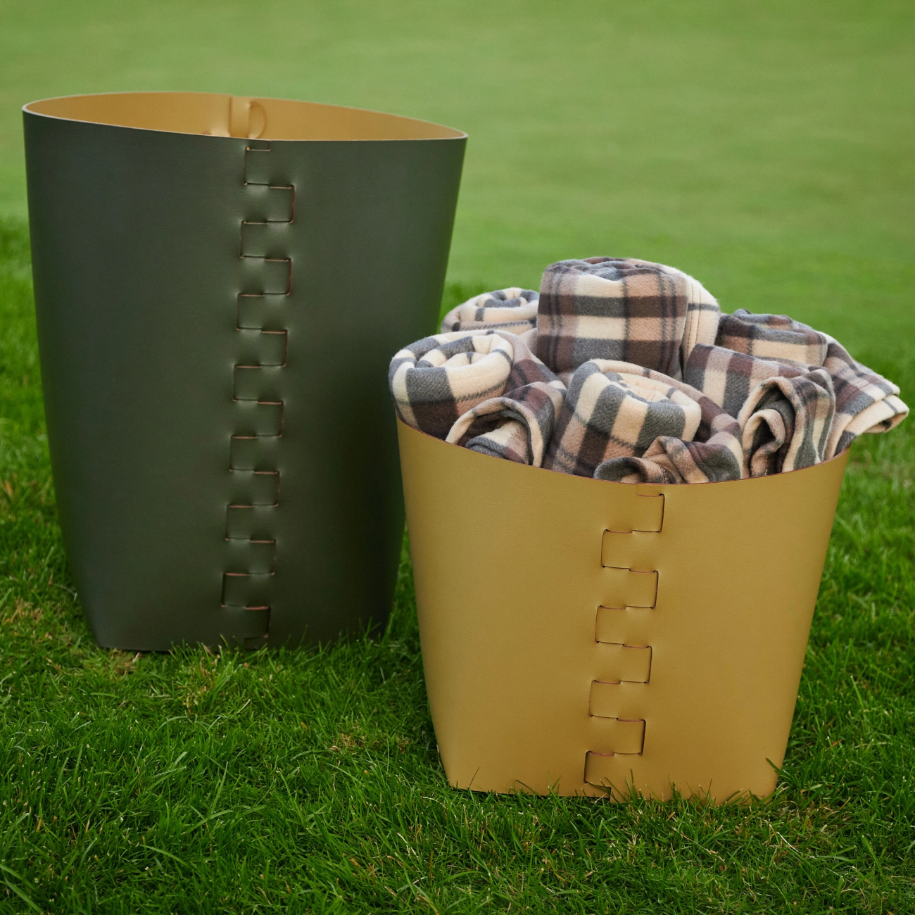 Корзина HELENA прямоугольная 35х30 см олива, кожа – 2