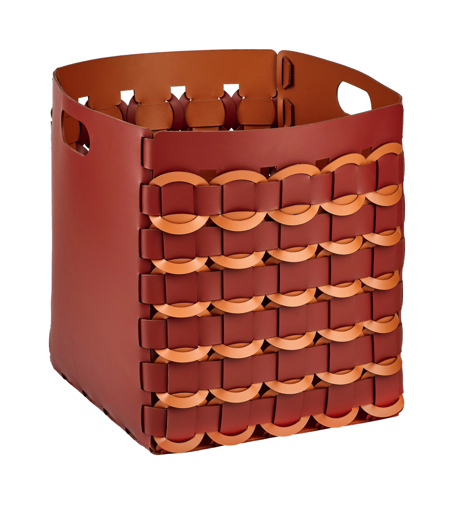 Корзина GEOMETRIA 35x35 круглое плетение, бордо, кожа ADJ 3047R.30.TS30