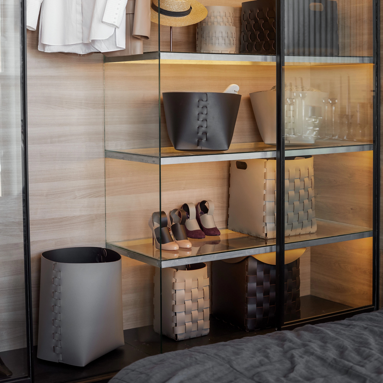 Корзина HELENA прямоугольная 35х30 см шоколад, кожа ADJ 3526.06.TS30