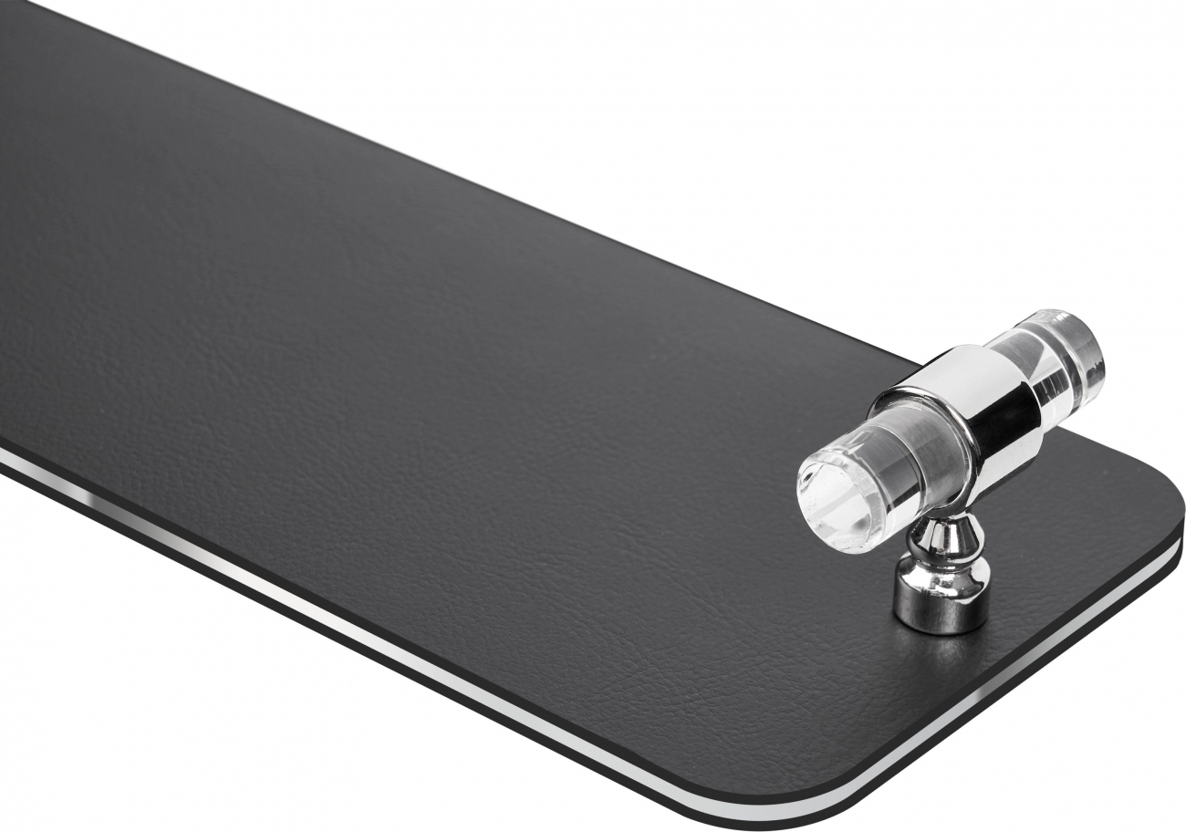 Поднос LINFINITO 33х10 см чёрный, кожа, хром ADJ 3310L.01.CR